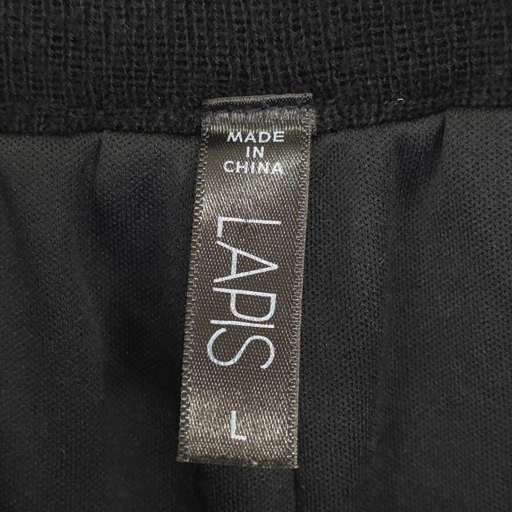 Lapis Black Knit Skirt Women L Long A-Line Wool Blend Chevron Lined Modest - Picture 9 of 11